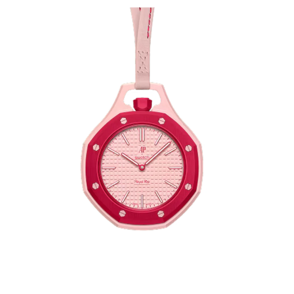 Swatch x Audemars Piguet Bioceramic Royal Oak Pop Otto Rosso Pink watch SSX03R100N Fronte