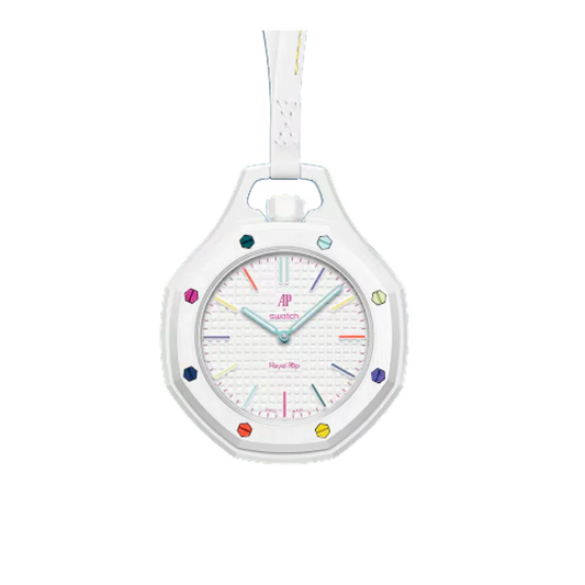 Swatch x Audemars Piguet Bioceramic Royal Pop Huit Blanc White watch SSX03W100N Fronte