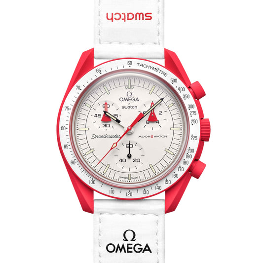 Swatch Omega Bioceramic Moonswatch Mission to Mars watch SO33R100 Frontale