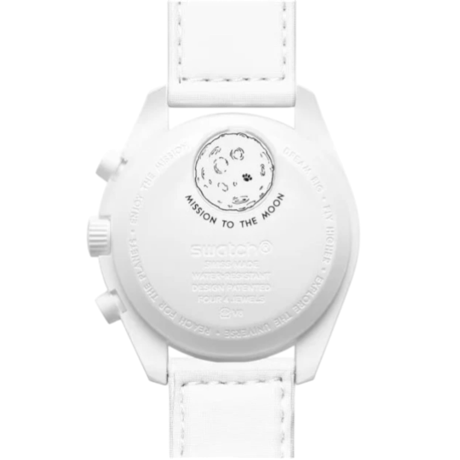 Swatch Omega Bioceramic Moonswatch Mission to Moonphase Snoopy White watch SO33W700 Retro